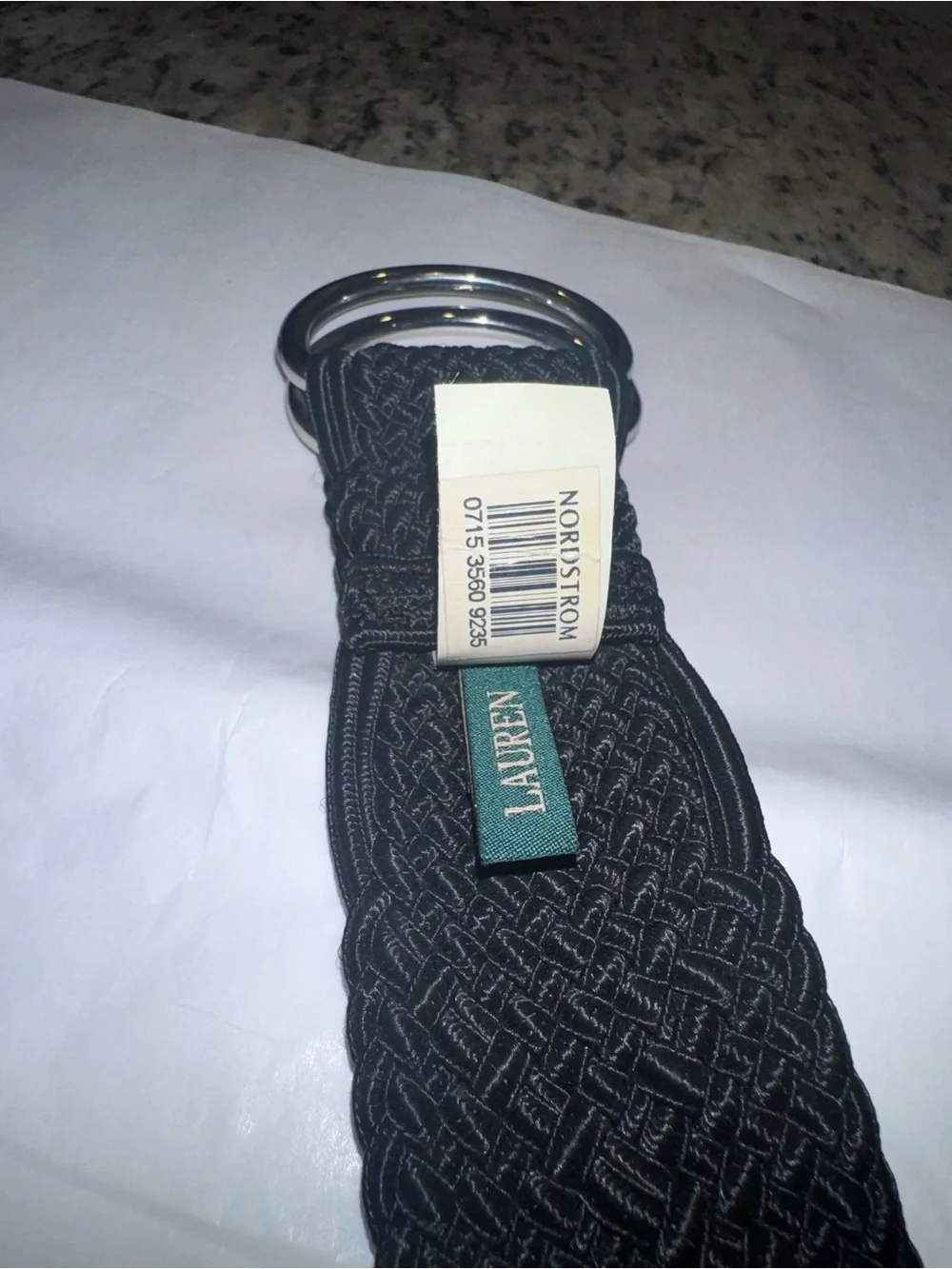 Lauren/Ralph Lauren Black Braided Belt w/Double Ring Buckle Women’s Small